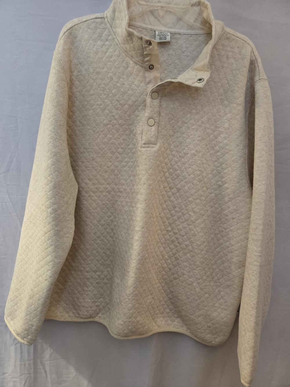 London Fog Quilted Snap-Placket Pullover - Cream